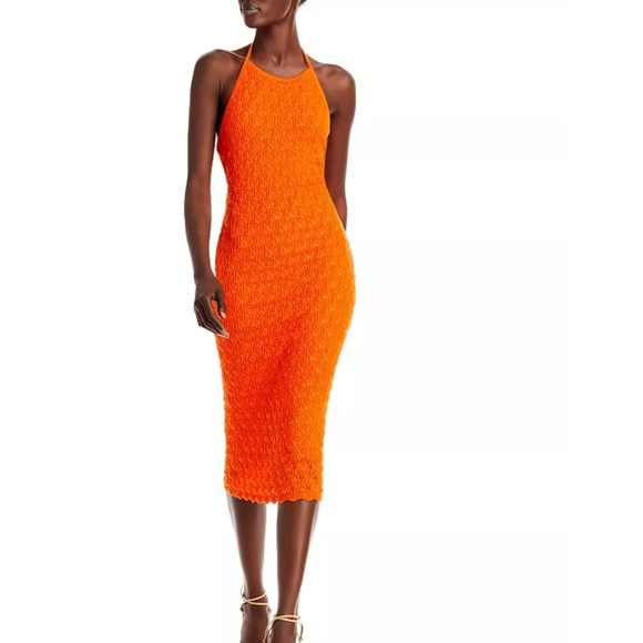 NWT Alice and Olivia Jone Textured Knit Halter Dress - Picture 1 of 3